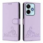 For Redmi 13x 4G / 13 4G Global Cat Rat Embossed Pattern RFID Leather Phone Case with Lanyard(Purple) - 2