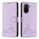 For Redmi A5 4G 171.7mm / Poco C71 Cat Rat Embossed Pattern RFID Leather Phone Case with Lanyard(Purple) - 2