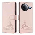 For Redmi K80 / K80 Pro Cat Rat Embossed Pattern RFID Leather Phone Case with Lanyard(Pink) - 2