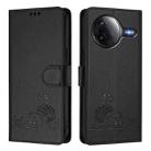 For Redmi K80 / K80 Pro Cat Rat Embossed Pattern RFID Leather Phone Case with Lanyard(Black) - 2