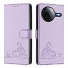 For Redmi K80 / K80 Pro Cat Rat Embossed Pattern RFID Leather Phone Case with Lanyard(Purple) - 2