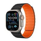 For Apple Watch Ultra 2 49mm Magnetic Silicone Watch Band(Black Orange) - 1