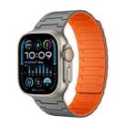 For Apple Watch Ultra 2 49mm Magnetic Silicone Watch Band(Grey Orange) - 1