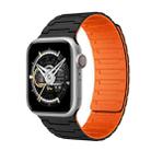 For Apple Watch Series 9 45mm Magnetic Silicone Watch Band(Black Orange) - 1