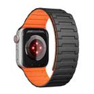 For Apple Watch Series 9 45mm Magnetic Silicone Watch Band(Black Orange) - 3