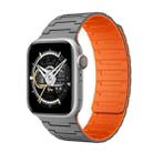 For Apple Watch Series 9 45mm Magnetic Silicone Watch Band(Grey Orange) - 1