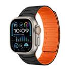 For Apple Watch Ultra 49mm Magnetic Silicone Watch Band(Black Orange) - 1