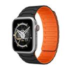 For Apple Watch Series 7 41mm Magnetic Silicone Watch Band(Black Orange) - 1