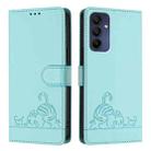 For Samsung Galaxy A16 5G Cat Rat Embossed Pattern RFID Leather Phone Case with Lanyard(Mint Green) - 2