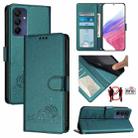For Samsung Galaxy A16 5G Cat Rat Embossed Pattern RFID Leather Phone Case with Lanyard(Peacock Green) - 1