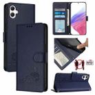 For Samsung Galaxy A06 4G Cat Rat Embossed Pattern RFID Leather Phone Case with Lanyard(Blue) - 1