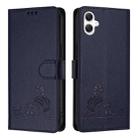 For Samsung Galaxy A06 4G Cat Rat Embossed Pattern RFID Leather Phone Case with Lanyard(Blue) - 2