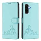 For Samsung Galaxy A36 5G Cat Rat Embossed Pattern RFID Leather Phone Case with Lanyard(Mint Green) - 2