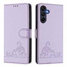 For Samsung Galaxy A26 5G Cat Rat Embossed Pattern RFID Leather Phone Case with Lanyard(Purple) - 2