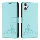For Samsung Galaxy A06 5G Cat Rat Embossed Pattern RFID Leather Phone Case with Lanyard(Mint Green) - 2