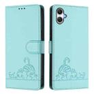 For Samsung Galaxy A07 4G Cat Rat Embossed Pattern RFID Leather Phone Case with Lanyard(Mint Green) - 2
