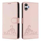 For Samsung Galaxy A07 4G Cat Rat Embossed Pattern RFID Leather Phone Case with Lanyard(Pink) - 2