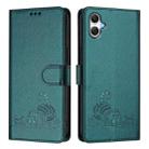 For Samsung Galaxy A07 4G Cat Rat Embossed Pattern RFID Leather Phone Case with Lanyard(Peacock Green) - 2