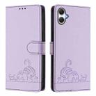 For Samsung Galaxy A07 4G Cat Rat Embossed Pattern RFID Leather Phone Case with Lanyard(Purple) - 2