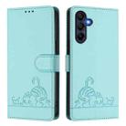 For Samsung Galaxy A17 5G Cat Rat Embossed Pattern RFID Leather Phone Case with Lanyard(Mint Green) - 2
