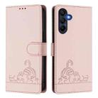 For Samsung Galaxy A17 5G Cat Rat Embossed Pattern RFID Leather Phone Case with Lanyard(Pink) - 2