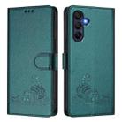 For Samsung Galaxy A17 5G Cat Rat Embossed Pattern RFID Leather Phone Case with Lanyard(Peacock Green) - 2