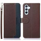 For Samsung Galaxy A56 5G KHAZNEH Litchi Texture Leather RFID Phone Case(Brown) - 1