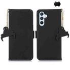 For Samsung Galaxy A16 5G Genuine Leather Magnetic RFID Leather Phone Case(Black) - 1