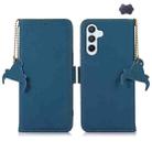 For Samsung Galaxy A16 5G Genuine Leather Magnetic RFID Leather Phone Case(Blue) - 1