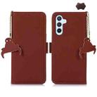 For Samsung Galaxy A16 5G Genuine Leather Magnetic RFID Leather Phone Case(Coffee) - 1