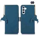 For Samsung Galaxy A36 5G Genuine Leather Magnetic RFID Leather Phone Case(Blue) - 1