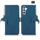 For Samsung Galaxy A26 5G Genuine Leather Magnetic RFID Leather Phone Case(Blue) - 1