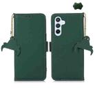 For Samsung Galaxy A56 5G Genuine Leather Magnetic RFID Leather Phone Case(Green) - 1