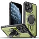 For iPhone 11 Pro Max Invisible Bracket MagSafe Magnetic Phone Case(Green) - 1