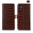 For Samsung Galaxy A06 4G Crocodile Top Layer Cowhide Leather Phone Case(Brown) - 1