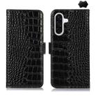 For Samsung Galaxy A17 5G Crocodile Top Layer Cowhide Leather Phone Case(Black) - 1