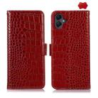 For Samsung Galaxy A07 5G Crocodile Top Layer Cowhide Leather Phone Case(Red) - 1