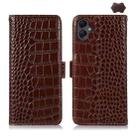 For Samsung Galaxy A07 5G Crocodile Top Layer Cowhide Leather Phone Case(Brown) - 1