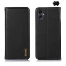 For Samsung Galaxy A07 5G KHAZNEH Nappa Top Layer Cowhide Leather Phone Case(Black) - 1