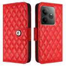 For Realme GT 6T 5G Global Rhombic Texture Flip Leather Phone Case with Lanyard(Red) - 2