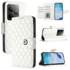 For Realme GT 6T 5G Global Rhombic Texture Flip Leather Phone Case with Lanyard(White) - 1