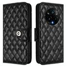 For Realme 14 Pro+ 5G Rhombic Texture Flip Leather Phone Case with Lanyard(Black) - 2