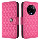 For Realme 14 Pro+ 5G Rhombic Texture Flip Leather Phone Case with Lanyard(Rose Red) - 2