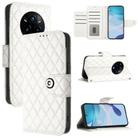 For Realme 14 Pro+ 5G Rhombic Texture Flip Leather Phone Case with Lanyard(White) - 1
