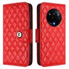 For Realme 14 Pro 5G Rhombic Texture Flip Leather Phone Case with Lanyard(Red) - 2