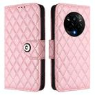 For Realme 14 Pro 5G Rhombic Texture Flip Leather Phone Case with Lanyard(Pink) - 2