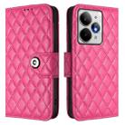For Realme Neo7 Turbo 5G Rhombic Texture Flip Leather Phone Case with Lanyard(Rose Red) - 2