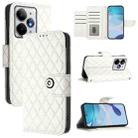 For Realme Neo7 Turbo 5G Rhombic Texture Flip Leather Phone Case with Lanyard(White) - 1