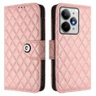 For Realme Neo7 Turbo 5G Rhombic Texture Flip Leather Phone Case with Lanyard(Coral Pink) - 2