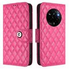 For Realme Narzo 80 Pro / 14 Pro 5G India Rhombic Texture Flip Leather Phone Case with Lanyard(Rose Red) - 2